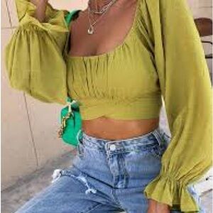 Elegant Olive Green Women's Top